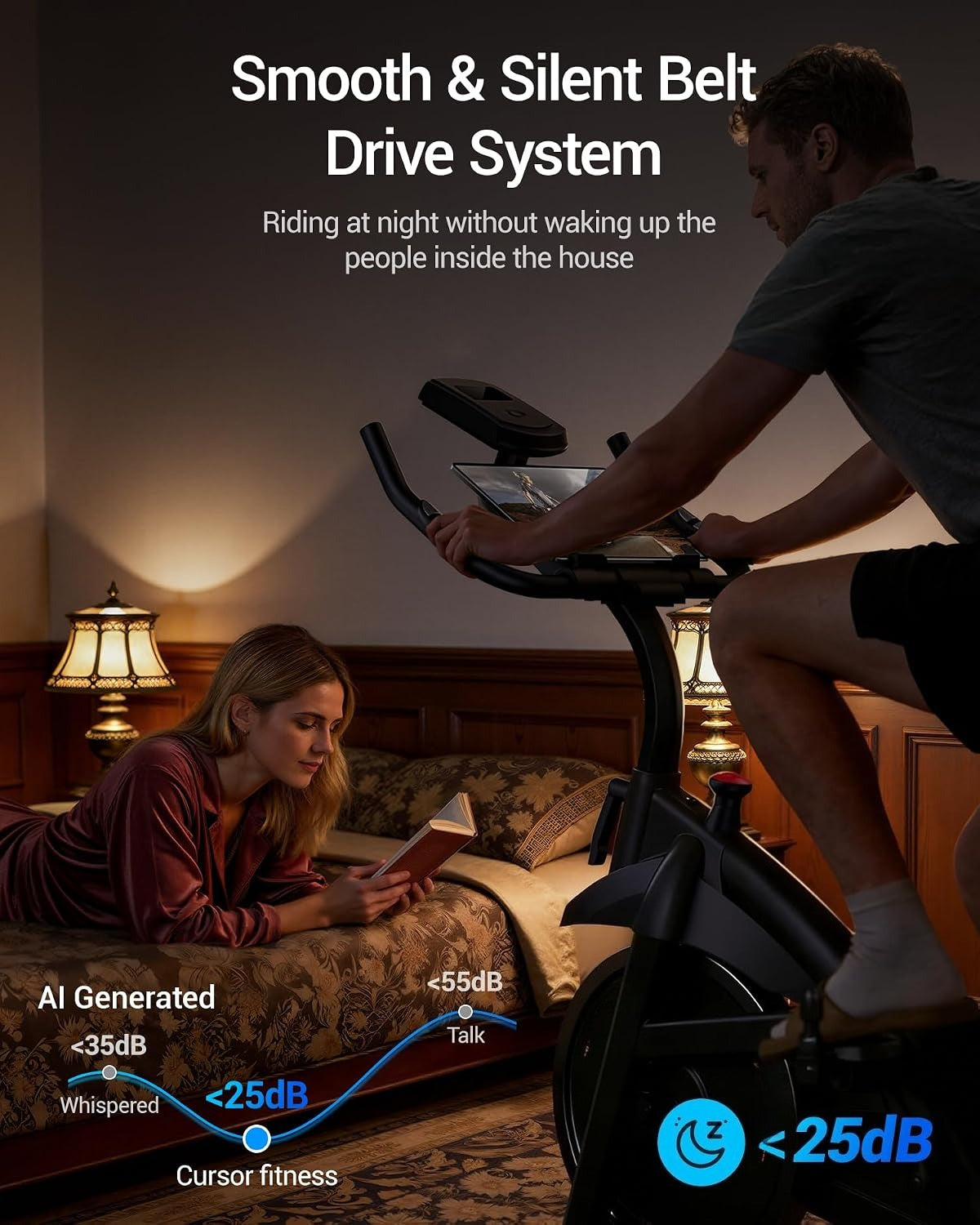 Low Noise Indoor Spin Exercise Bike with App