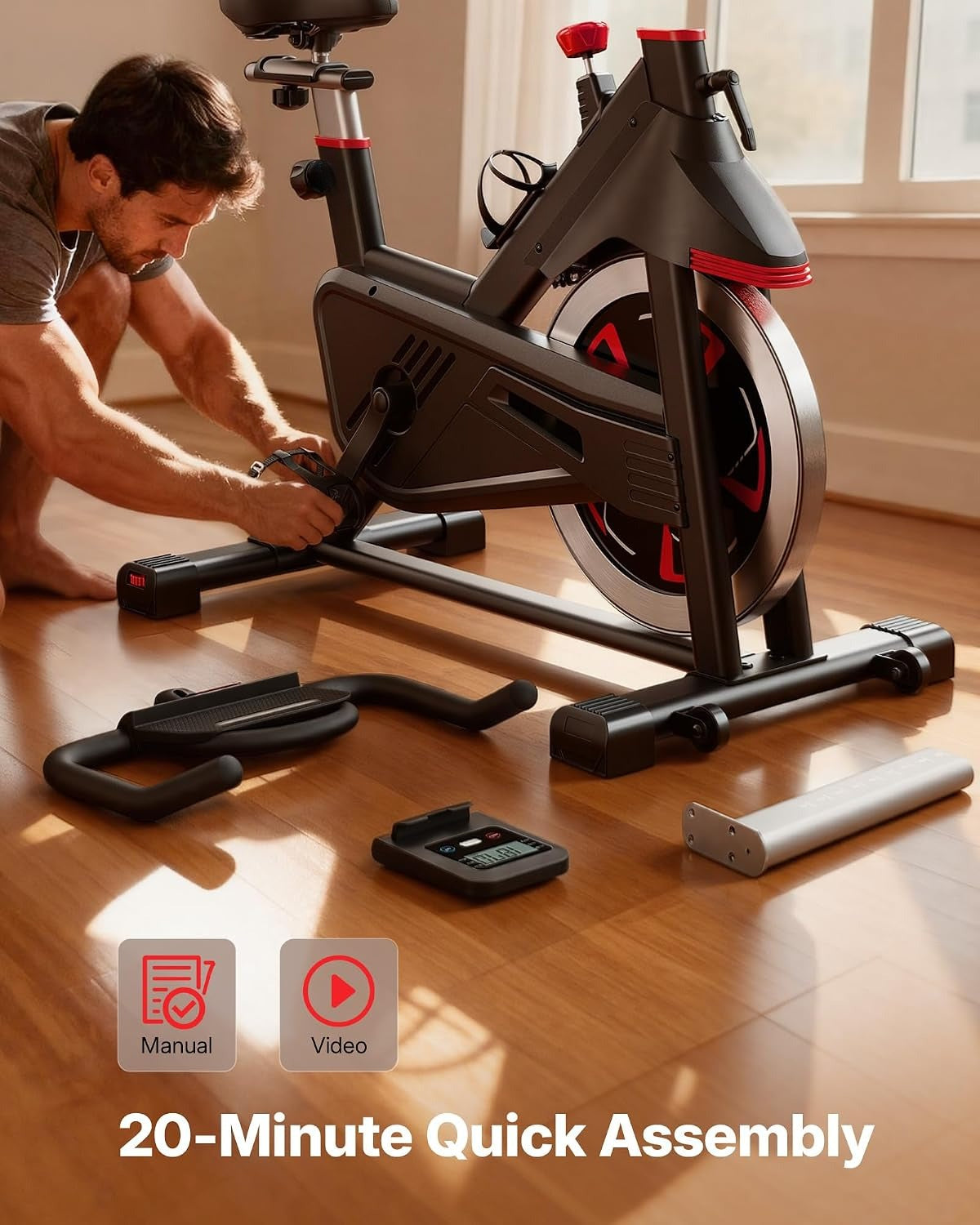 Magnetic Stationary Exercise Bike with App Control