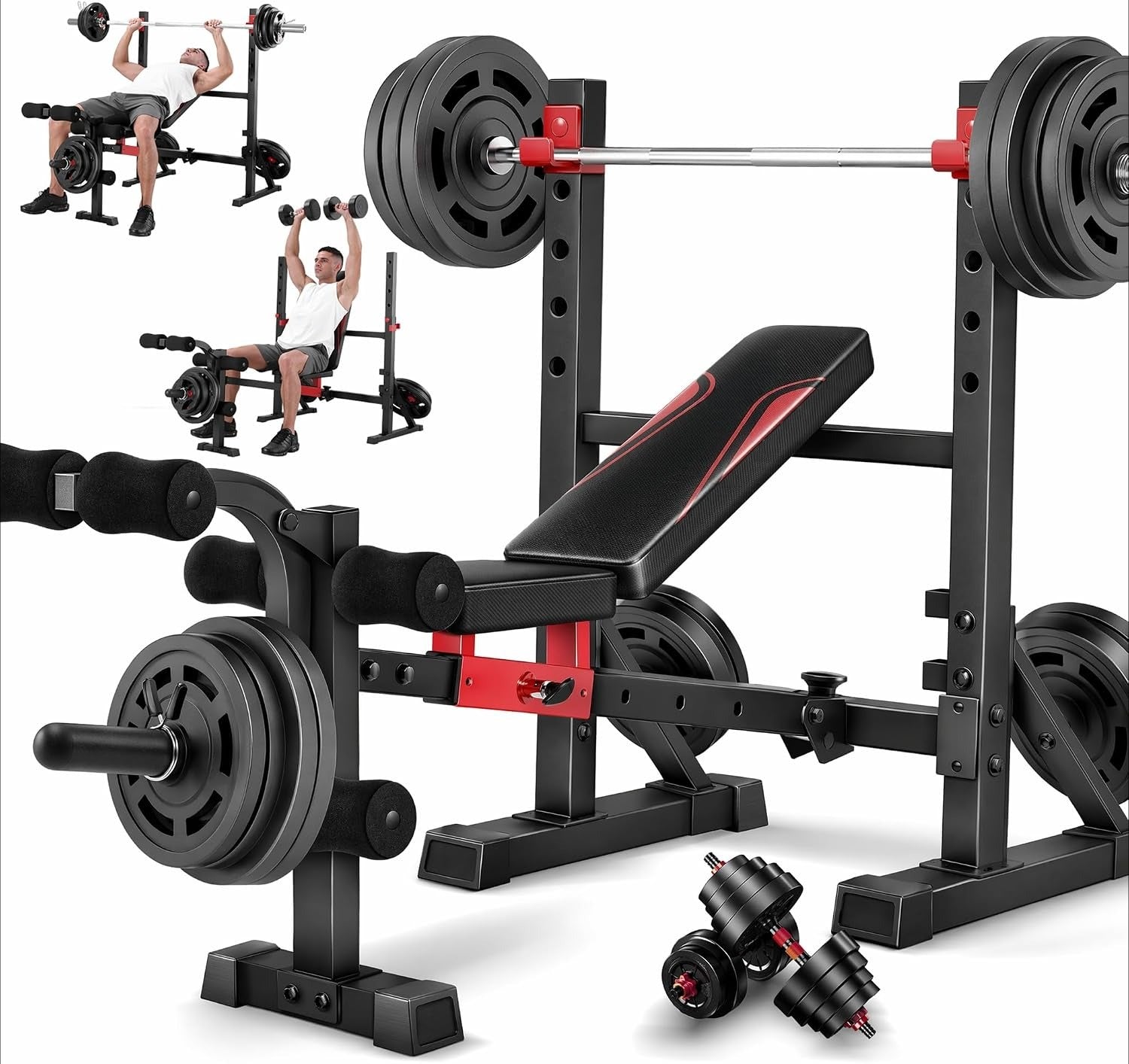 Heavy Duty Foldable Olympic Weight Bench with Rack