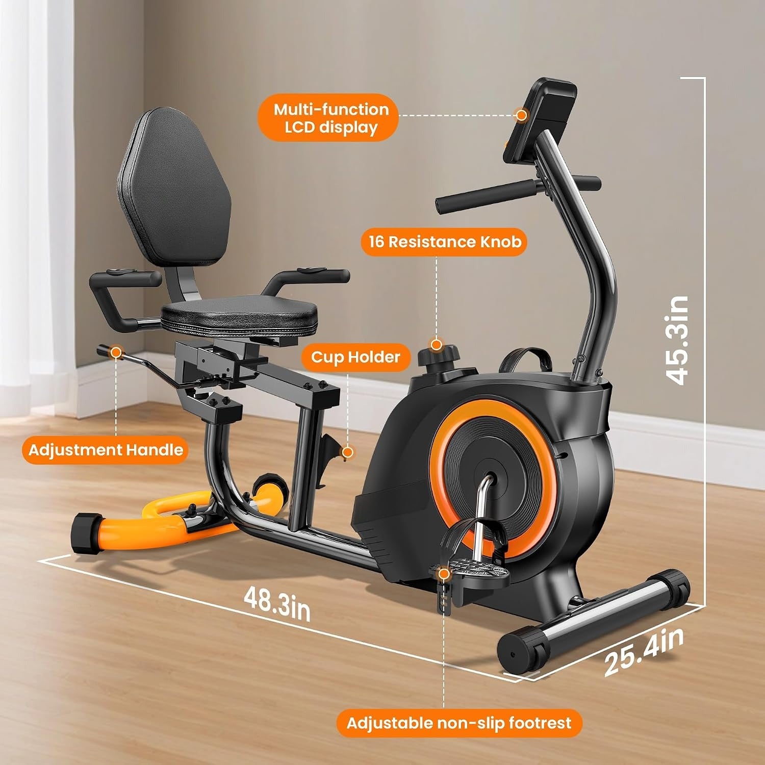 Quiet Magnetic Recumbent Exercise Bike for Seniors