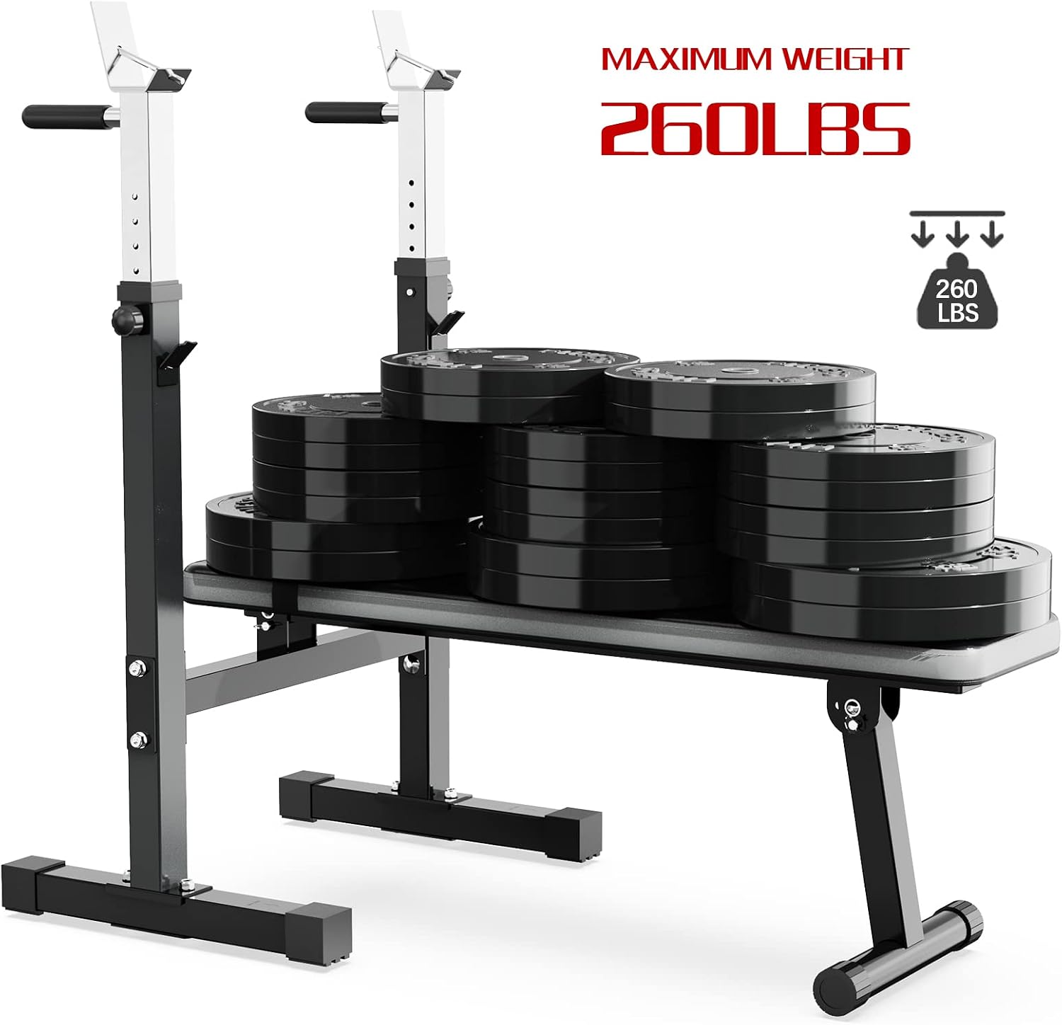 Foldable Weight Bench with Squat Rack & Dip Station