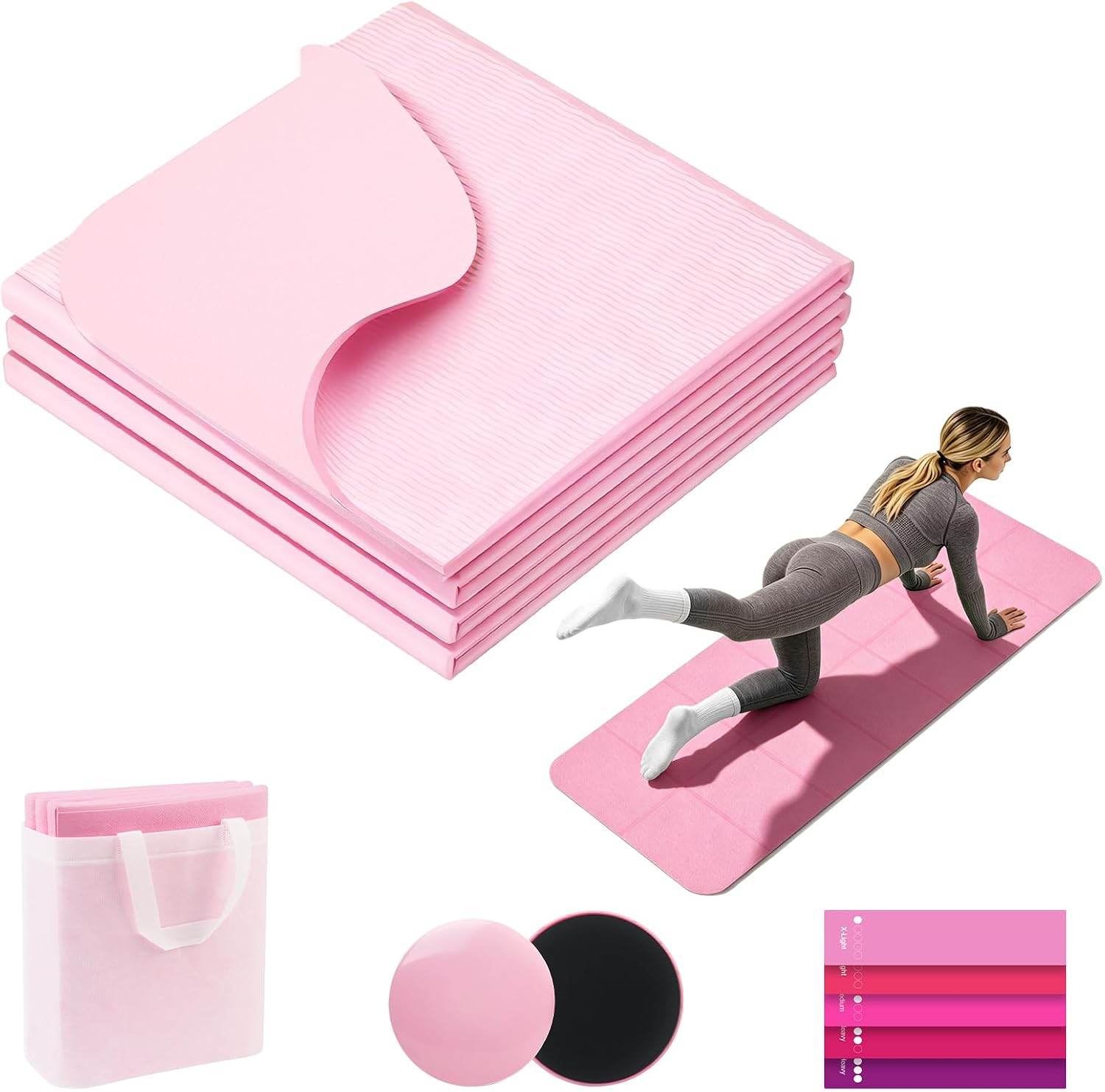 TPE Yoga Mat with Bands & Sliding Discs