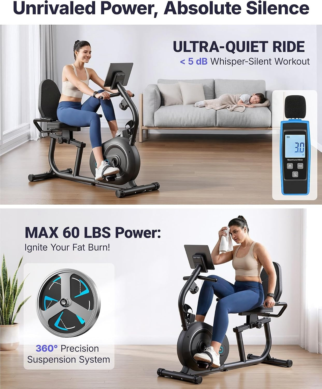 Bluetooth Magnetic Recumbent Exercise Bike