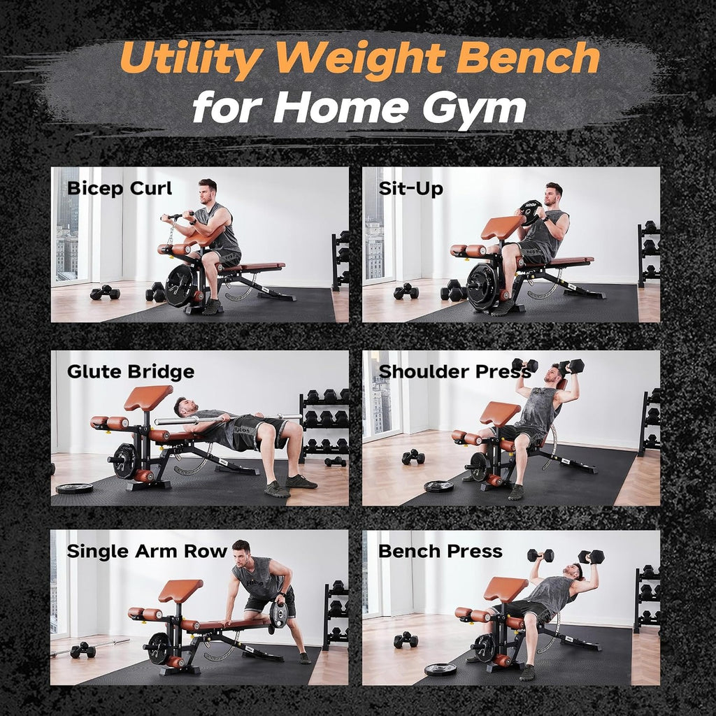 Adjustable Weight Bench with Attachments