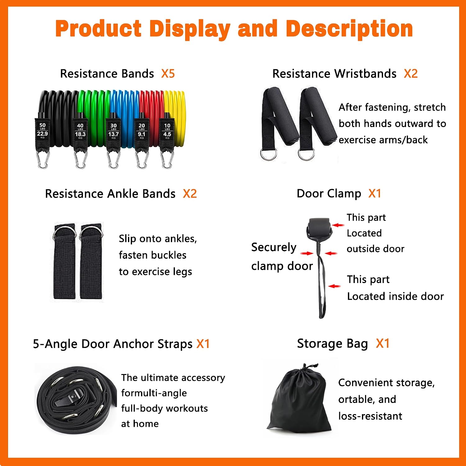 5 Tube Resistance Bands Workout Set