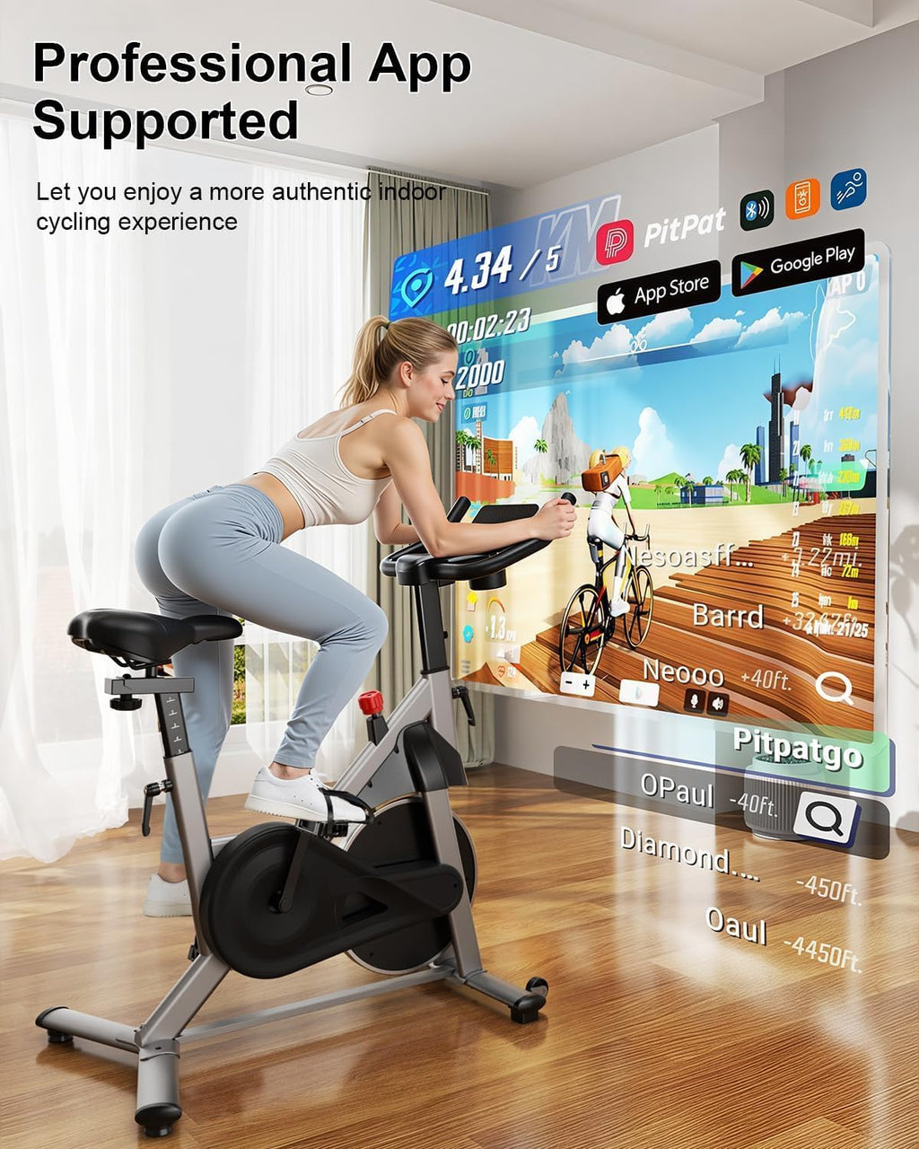 32-Level Magnetic Exercise Bike with App & Belt Drive