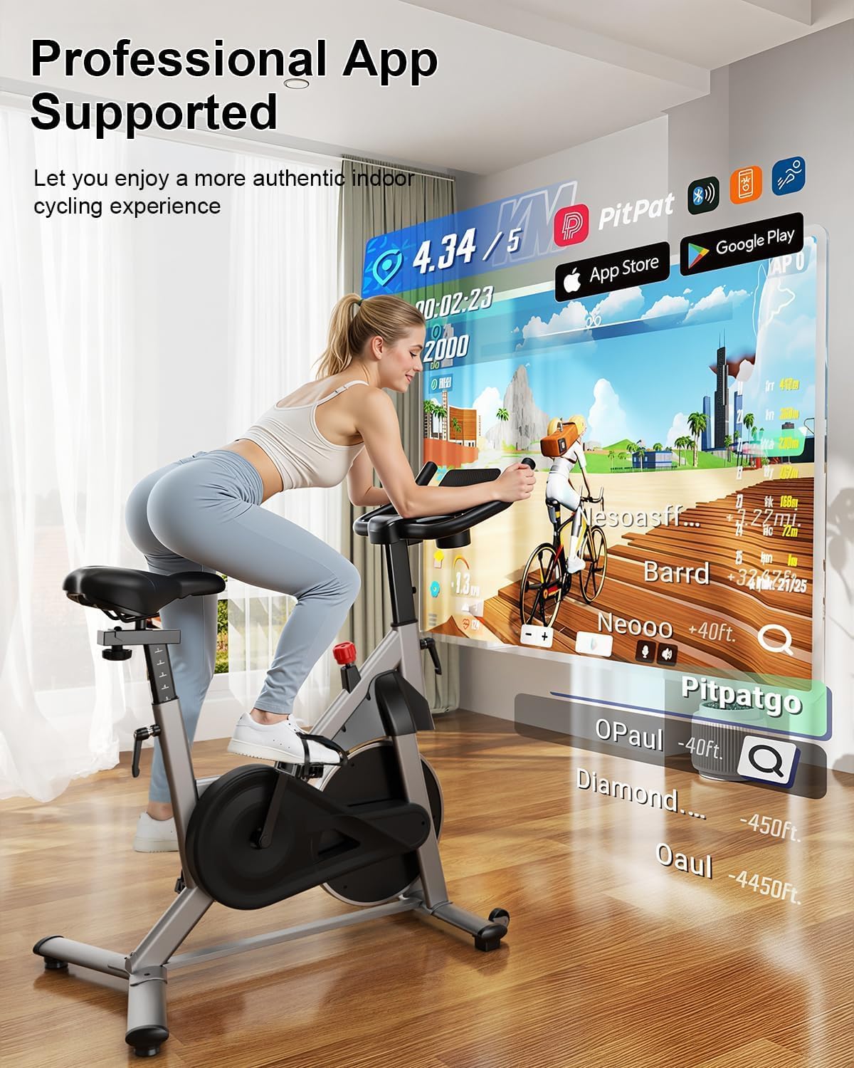 32-Level Magnetic Exercise Bike with App & Belt Drive