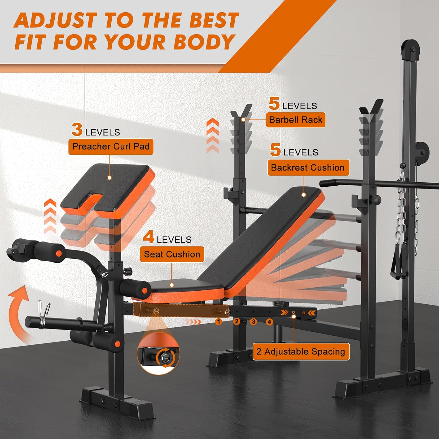 8 in 1 Multi-Function Adjustable Weight Bench