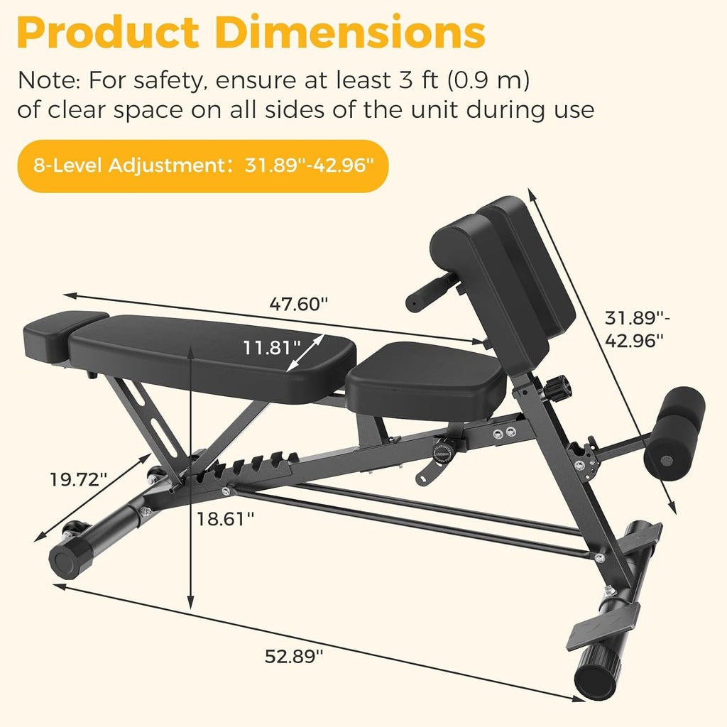 Foldable Adjustable Weight Bench with Attachments