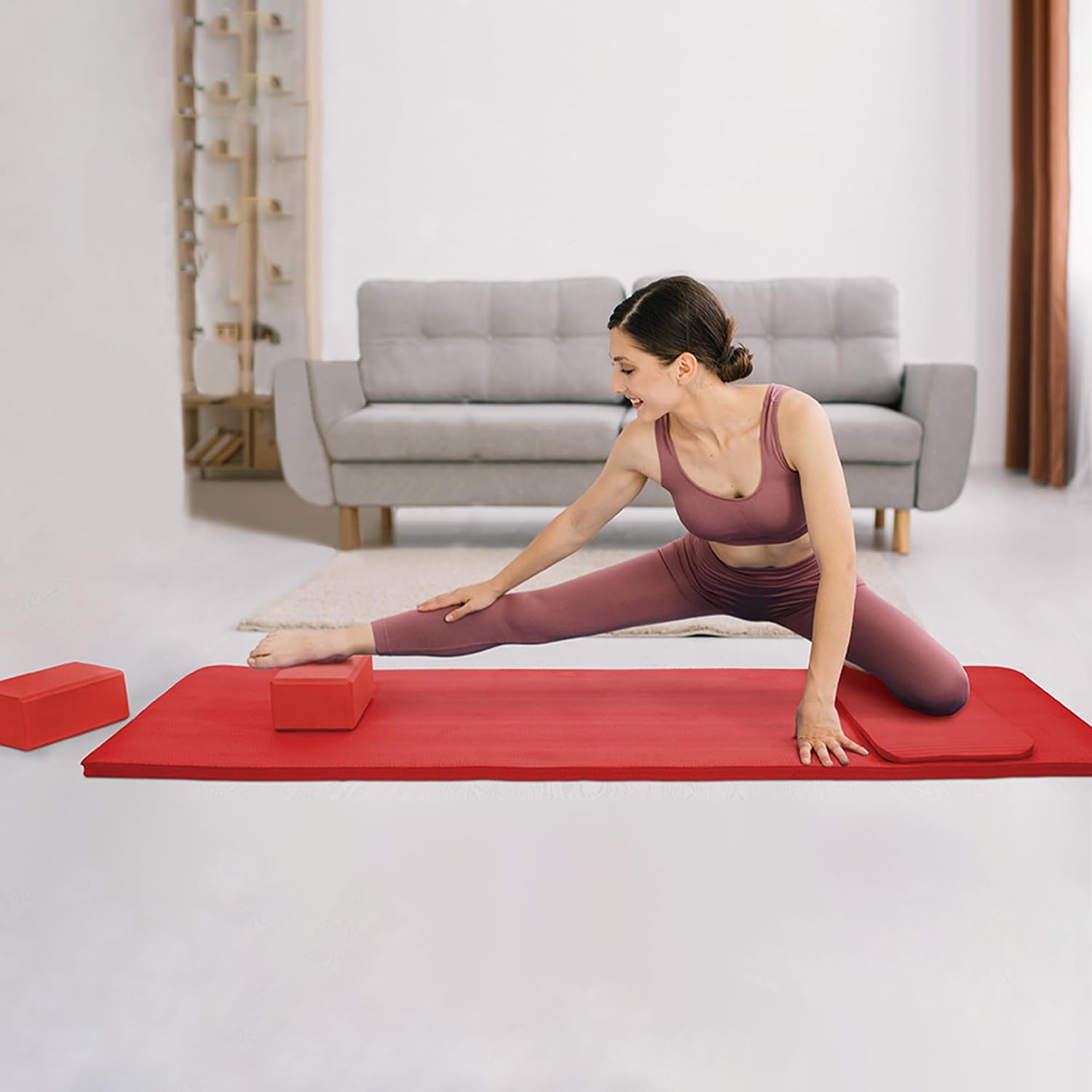 1 Inch Thick Yoga Mat with Knee Pad