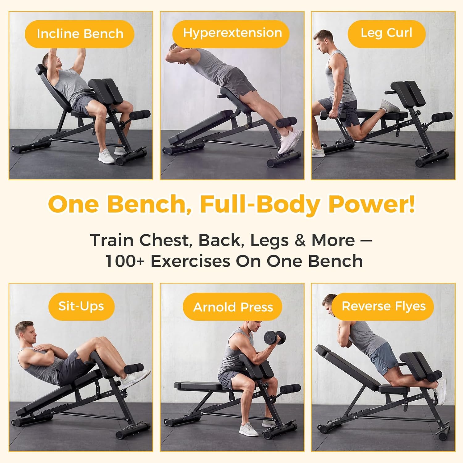Foldable Adjustable Weight Bench with Attachments