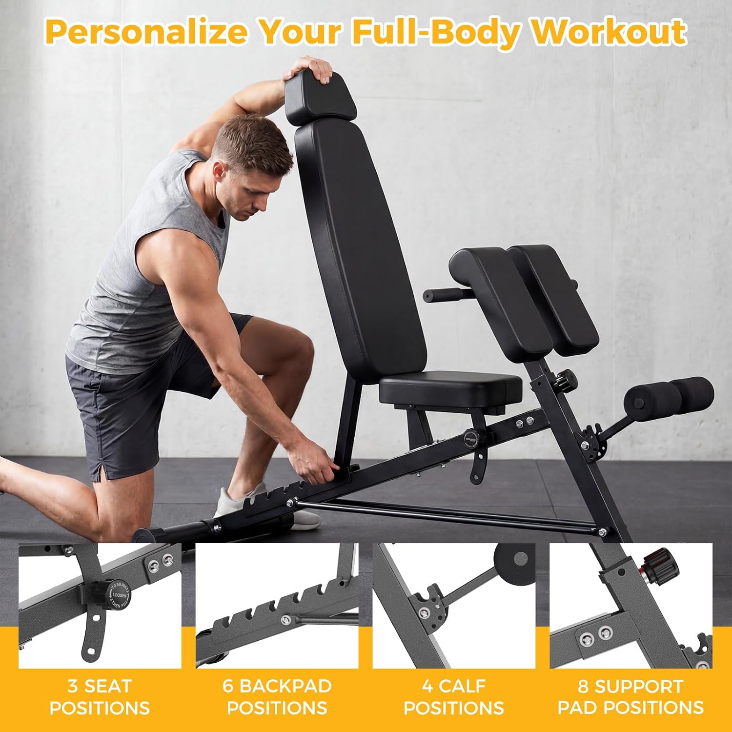 Foldable Adjustable Weight Bench with Attachments