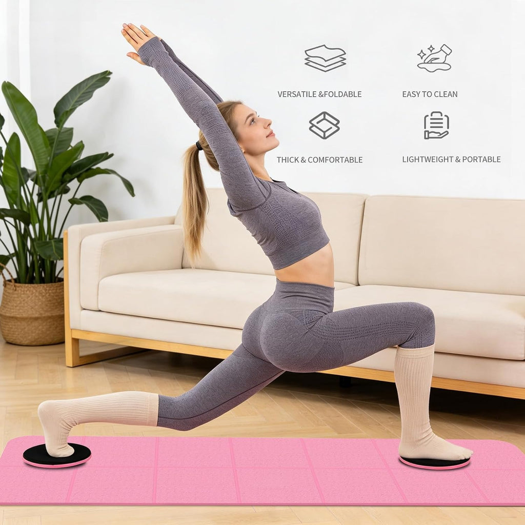 TPE Yoga Mat with Bands & Sliding Discs