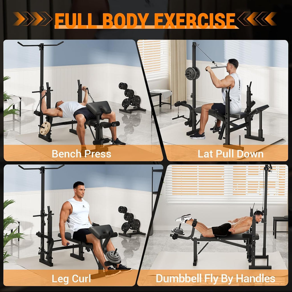 7-in-1 Foldable Olympic Weight Bench Set