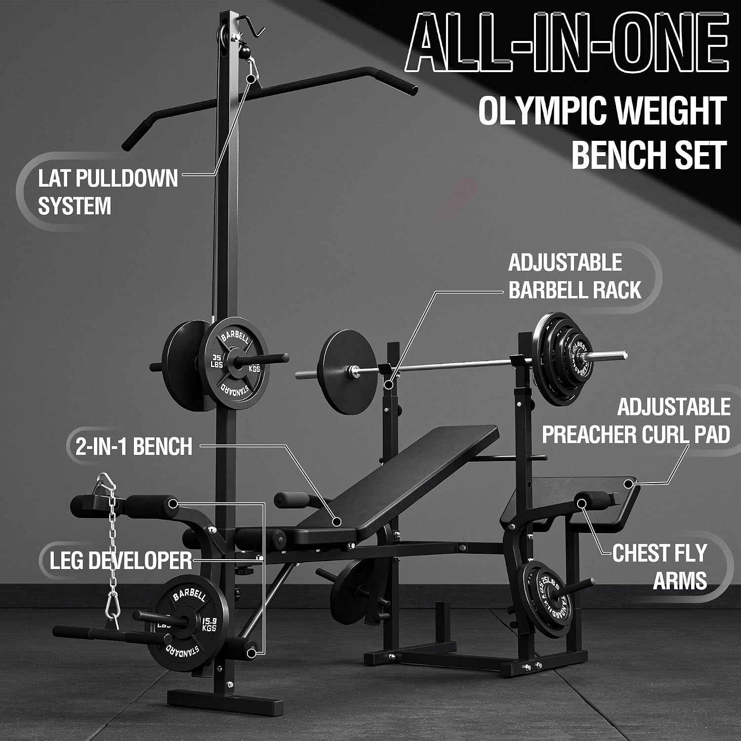 8 in 1 Multi-Function Olympic Weight Bench