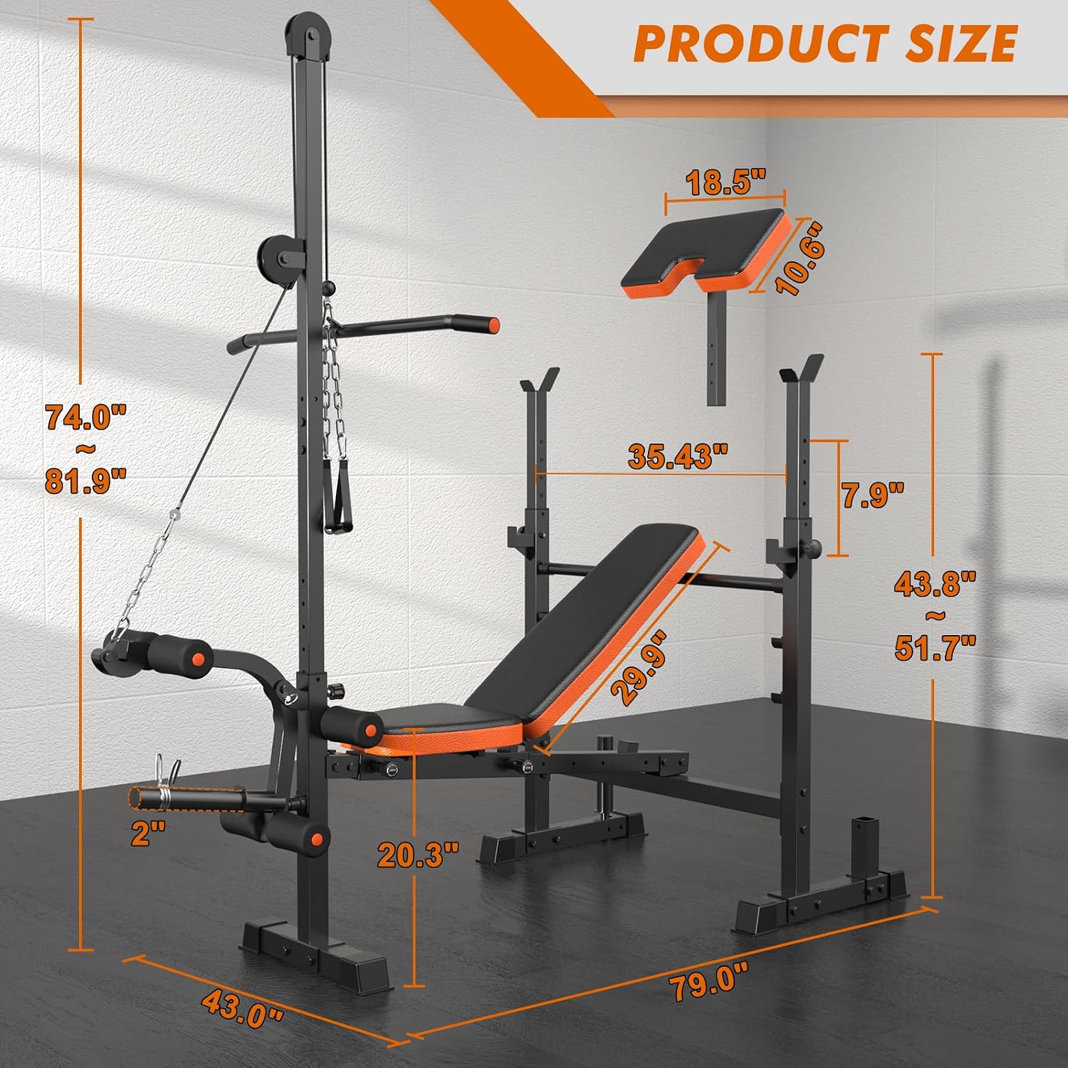 8 in 1 Multi-Function Adjustable Weight Bench