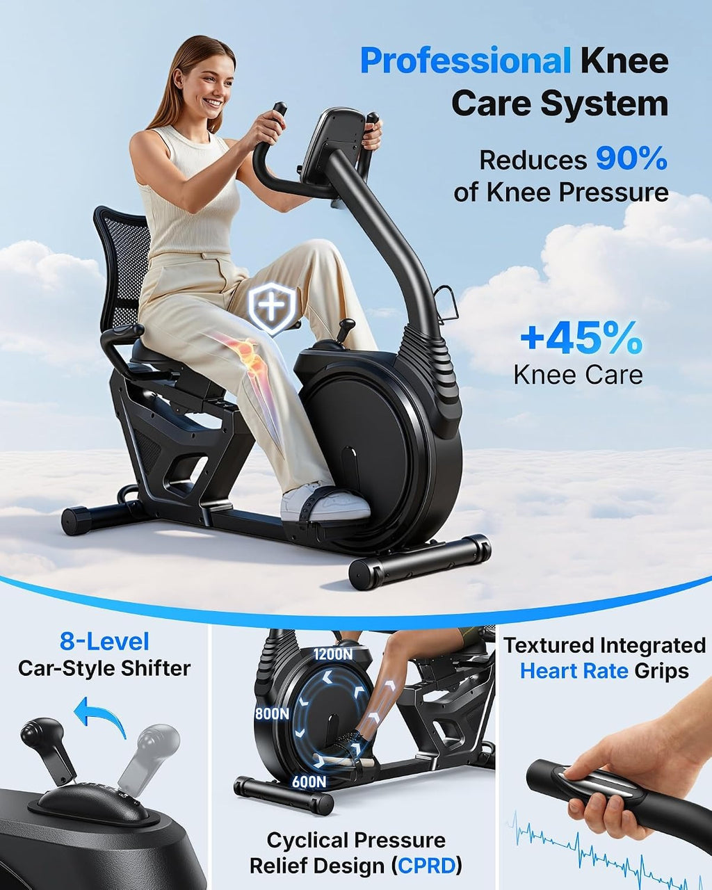 High-End Bluetooth Magnetic Recumbent Exercise Bike