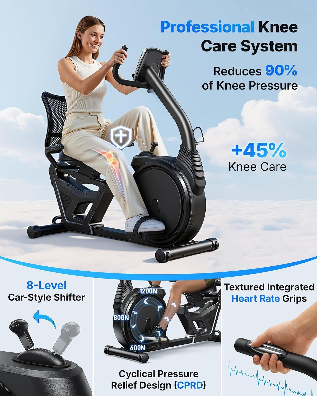 High-End Bluetooth Magnetic Recumbent Exercise Bike