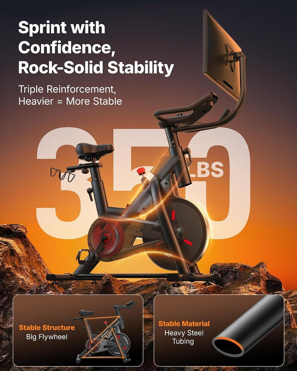 Magnetic Stationary Bike with HD Display & App