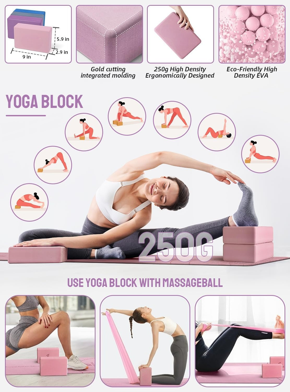 Beginner Yoga Kit with Mat Blocks & Bands