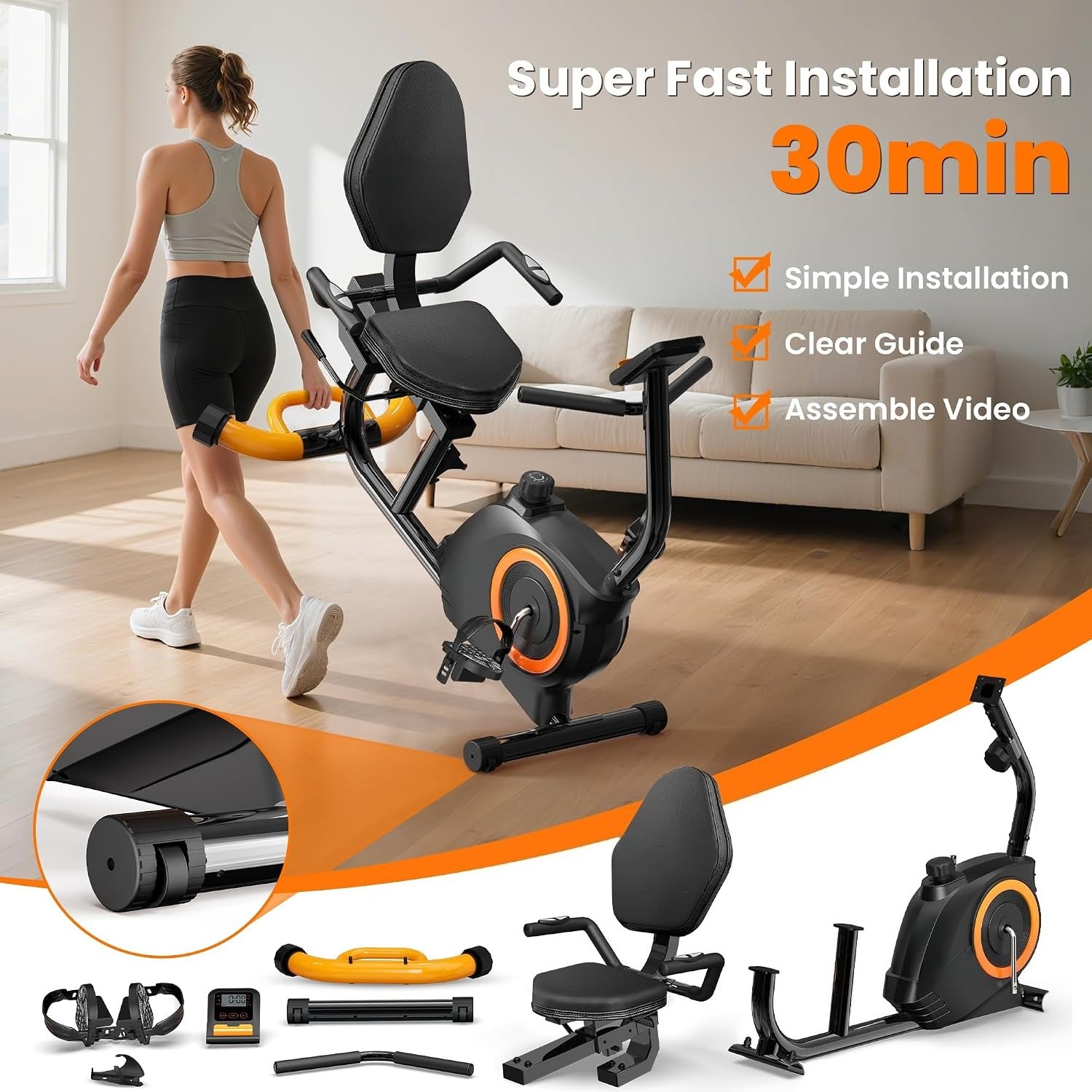 Quiet Magnetic Recumbent Exercise Bike for Seniors