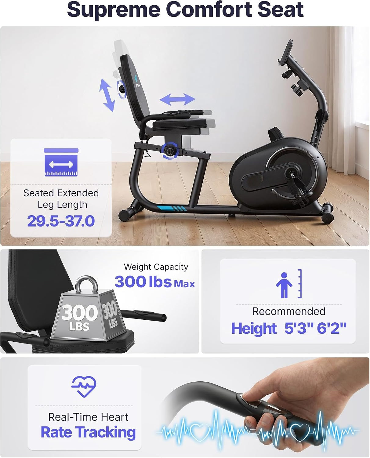 Bluetooth Magnetic Recumbent Exercise Bike