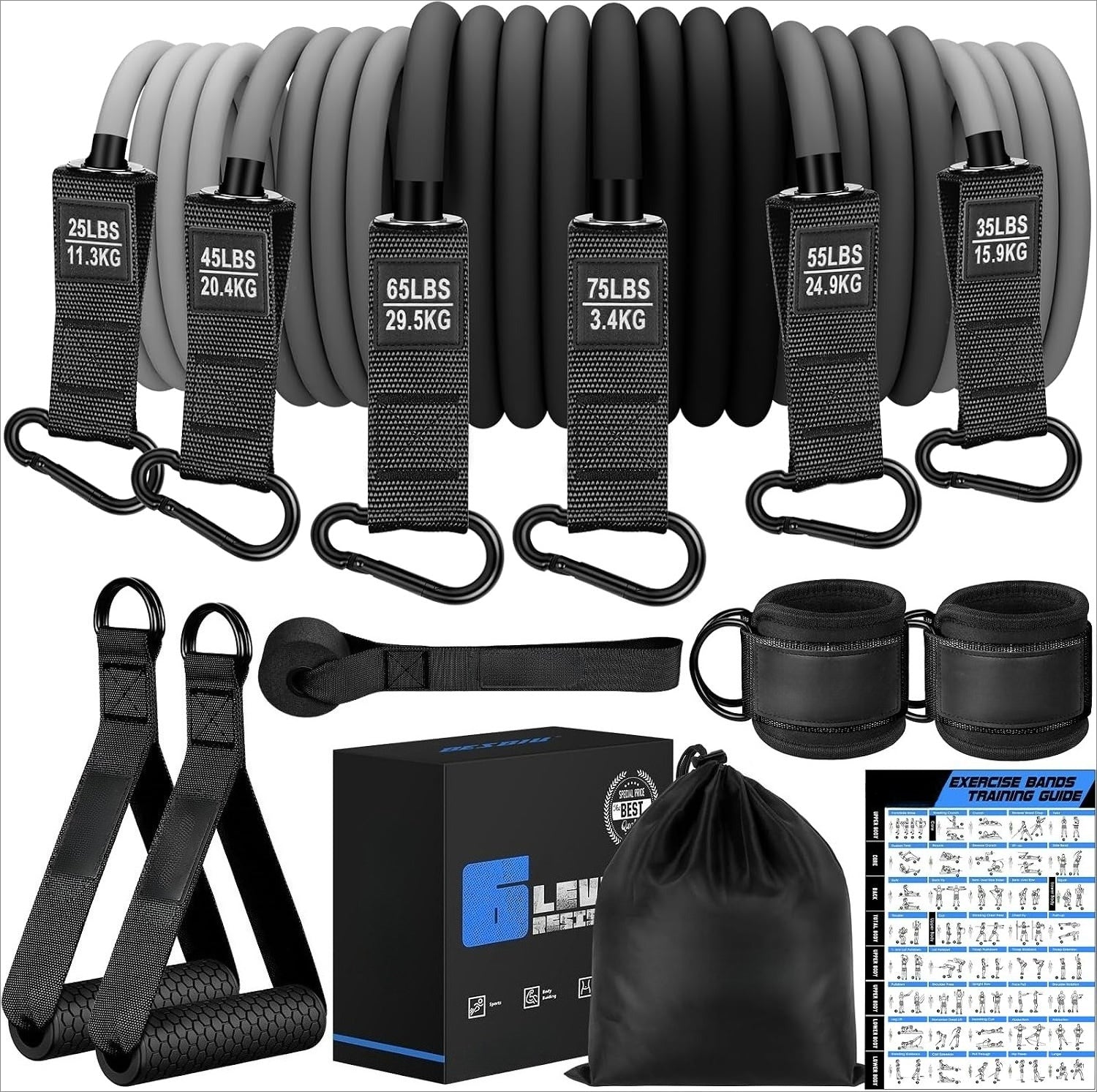 High Weight Resistance Bands Workout Set