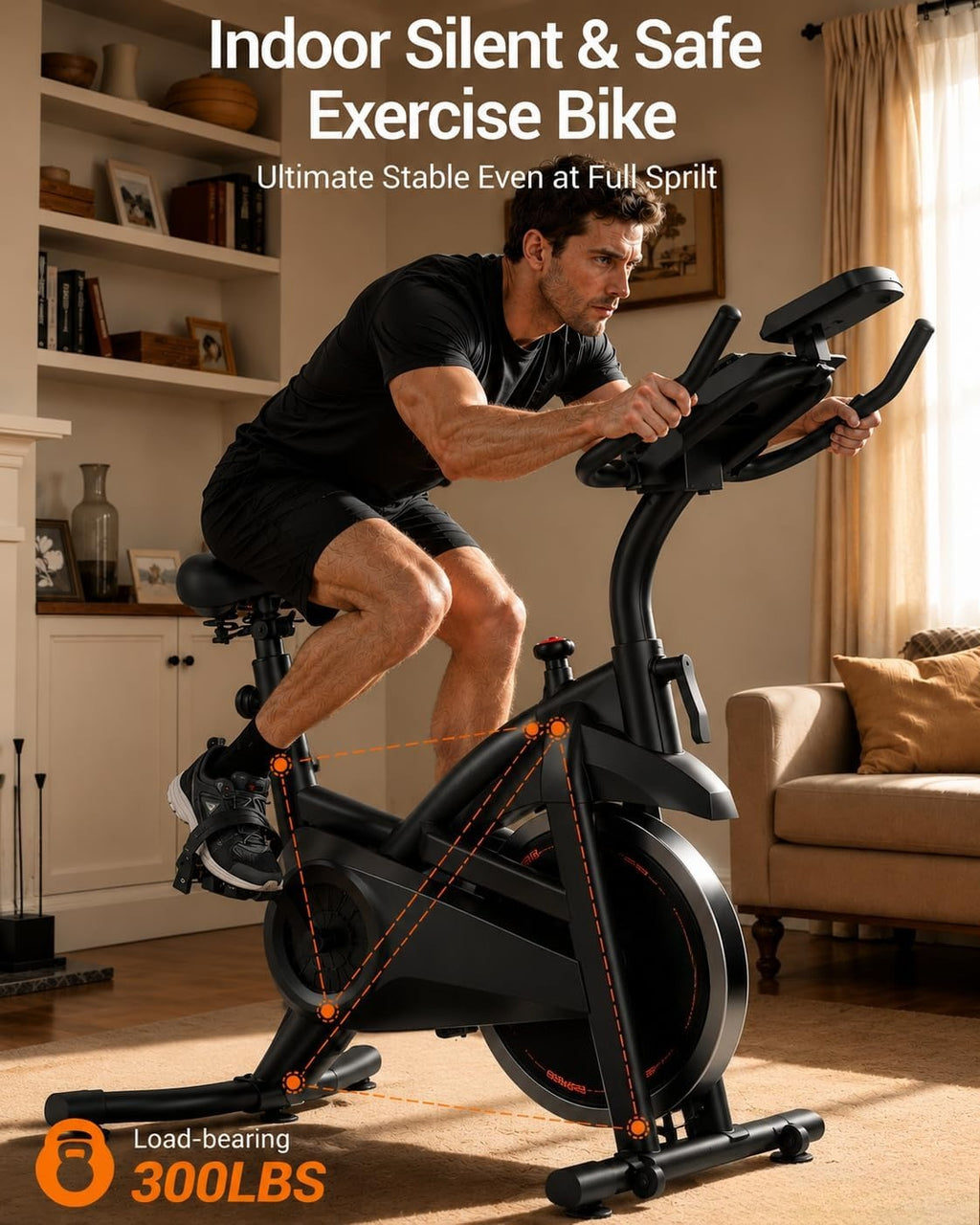 Low Noise Indoor Spin Exercise Bike with App